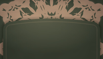 Green banner template with luxurious brown ornament and space for your logo or text