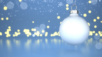 Naklejka na ściany i meble White Christmas Tree Bauble Bokeh Lights