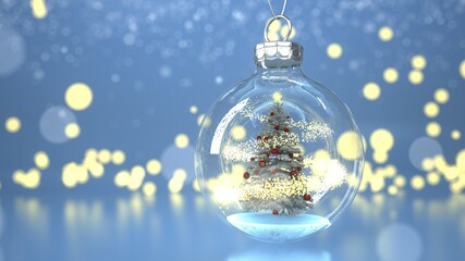 Fototapeta na wymiar Christmas Tree Bauble Bokeh Lights