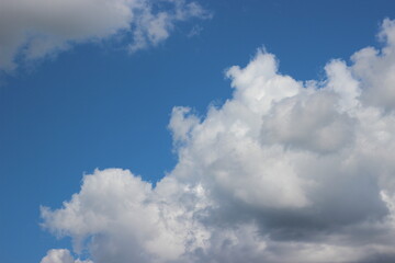 Naklejka na ściany i meble white fluffy clouds on blue sky in summer