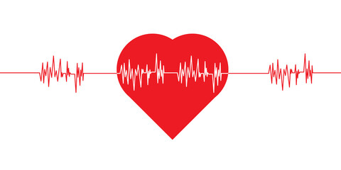 Heart pulse. Red and white colors. Heartbeat lone, cardiogram.
