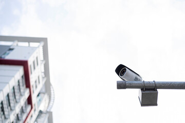 Security IR camera for monitor events in city. Concept of surveillance and monitoring.