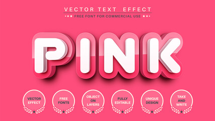3D Pink - Editable Text Effect, Font Style