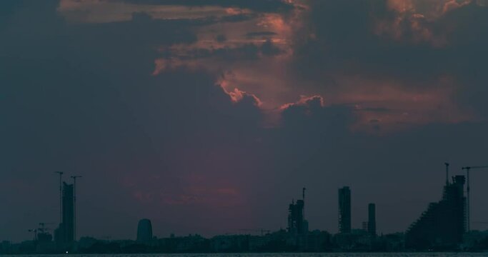 Timelapse video of the sunset over the cityscape horizon in Limassol, Cyprus