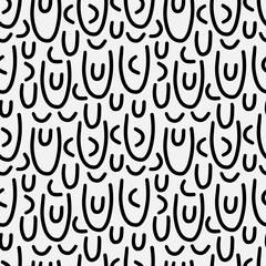 Abstract hand drawn seamless pattern, black and white texture.