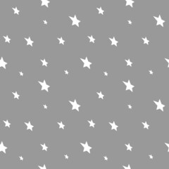 Seamless pattern. White stars on gray background