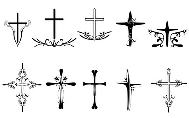 decorative cross, swirl cross design, cross set
