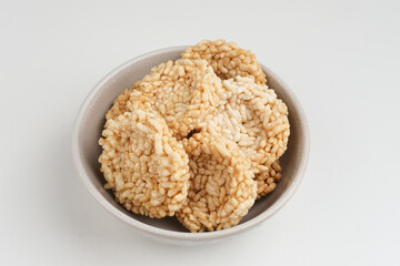 Rengginang or traditional rice cracker, Indonesian traditional snacks made from glutinous rice, savory and crunchy.
