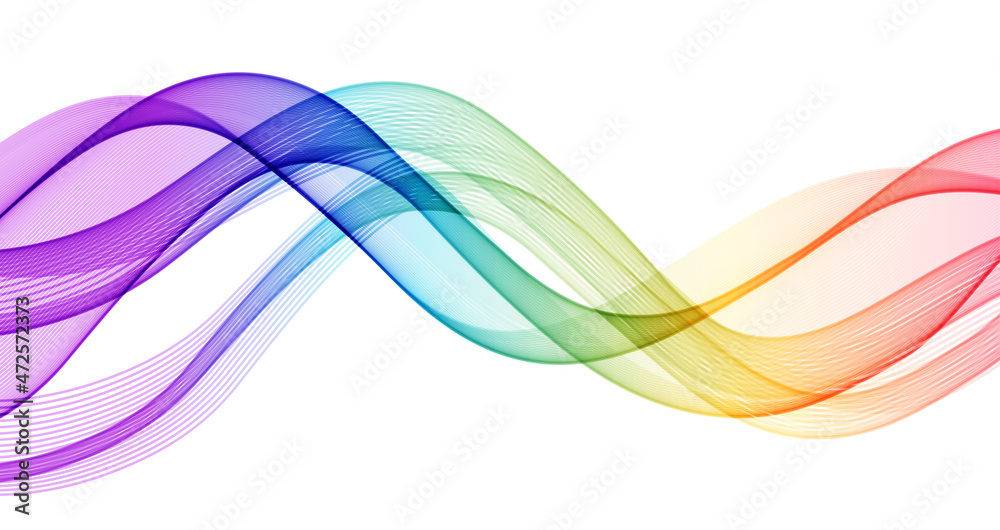 Poster Vector abstract colorful flowing wave lines isolated on white background. Design element for wedding invitation, greeting card