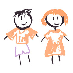 Icon in hand draw style. Drawing with wax crayons, children's creativity