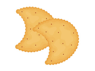Moon-shaped crackers. Two crackers. Illustration of food, snacks. Healthy snack.