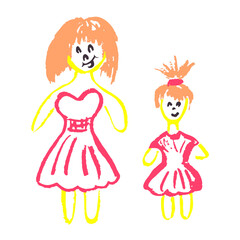 Icon in hand draw style. Drawing with wax crayons, children's creativity