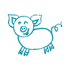 Icon in hand draw style. Drawing with wax crayons, children's creativity