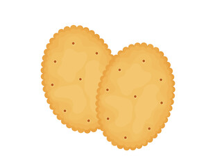 Oval crackers. Two crackers. Illustration of food, snacks. Healthy snack.