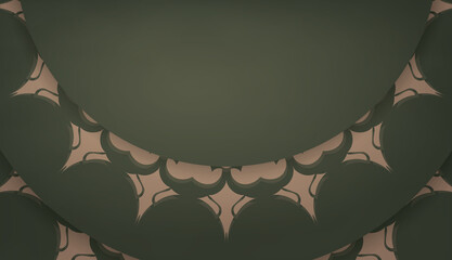 Green banner with abstract brown ornament for design under your logo or text