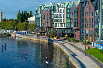 Obraz premium Kaliningrad, view from the Trestle Bridge to the Peter the Great embankment