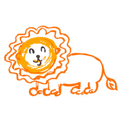 Icon in hand draw style. Drawing with wax crayons, children's creativity