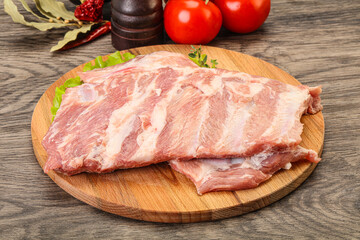 Raw pork ribs for cooking