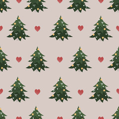 Christmas tree pattern in flat modern style. Vector stock illustration