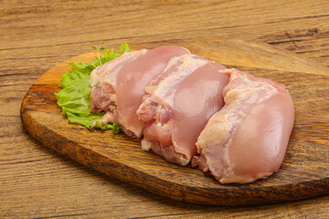 Raw chicken boneless and skinless leg