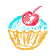 Icon in hand draw style. Drawing with wax crayons, children's creativity