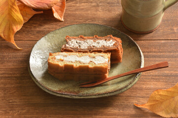 ワッフル　桜の落ち葉