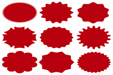 Set of stickers with an image of star formation or sun rays. Vintage labels, stickers. Design elements. Vector illustration.