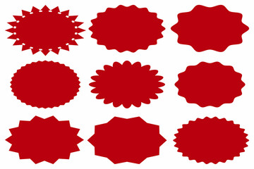 Set of stickers with an image of star formation or sun rays. Vintage labels, stickers. Design elements. Vector illustration.