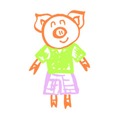 Icon in hand draw style. Drawing with wax crayons, children's creativity