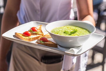 person holding a bowl of food