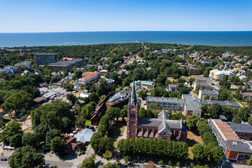 Fototapeta na wymiar Aerial summer day view in sunny resort Palanga, Lithuania