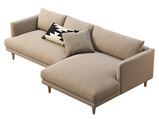 Obraz premium Chalet brown fabric upholstery sofa with chaise lounge. 3d render.