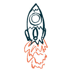 Icon in hand draw style. Drawing with wax crayons, children's creativity