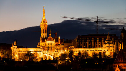 The Fisherman's Bastion and the Matthias Church in the evening light