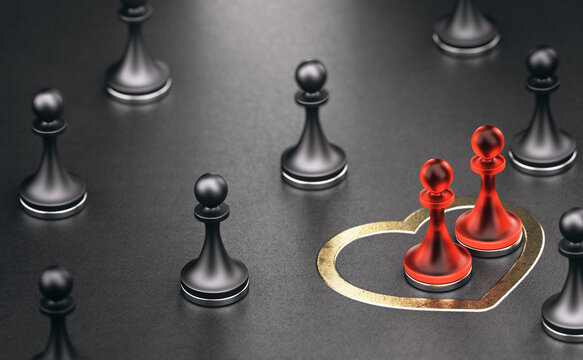 Romantic relationship, meeting your soulmate over black background.