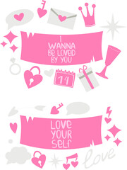 Set of Valentine's Day elements. Vector illustration love concept on white background. Perfect for decoration, greeting cards.