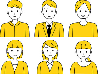 若いビジネスパーソン上半身笑顔セット