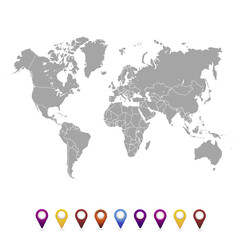Fototapeta na wymiar World map. set of color pointers