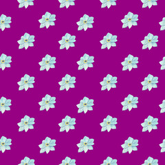 Seamless pattern with watercolor magic forest with fairy plants on Velvet Violet background. Repeating, botanical hand drawn print.Design for wrapping paper, packaging,social media,textiles,fabric.