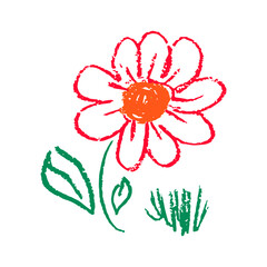 Icon in hand draw style. Drawing with wax crayons, children's creativity