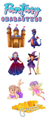 Fantasy cartoon characters set