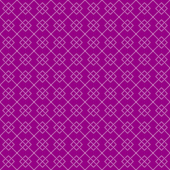 Fototapeta premium simple vector pixel art white seamless pattern of minimalistic abstract rhombus grid tile on velvet violet background