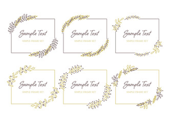 四角いシンプルなボタニカルフレーム　茶色　黄色　1