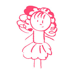 Icon in hand draw style. Drawing with wax crayons, children's creativity