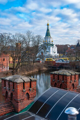Kaliningrad. View of the Church of the Holy Blessed Grand Duke Alexander Nevsky from the Rosgarten Gate