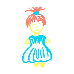 Icon in hand draw style. Drawing with wax crayons, children's creativity