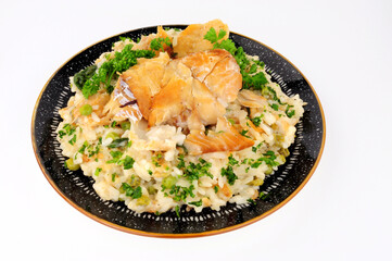 Smoked haddock fish creamy rice risotto meal