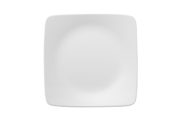 glass square plate isolated over white background. Top view