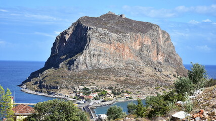 Great Rock of Monemvasia island in Greece