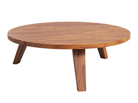 Modern wooden coffee table with wooden legs. 3d render